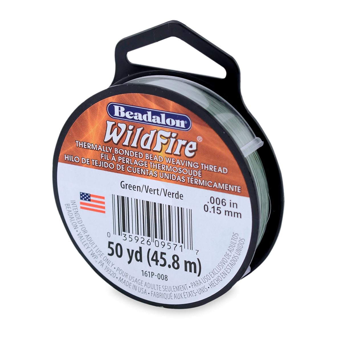 65TN183-50: Wildfire Thread Green 50 Yards Spool .006 10lb