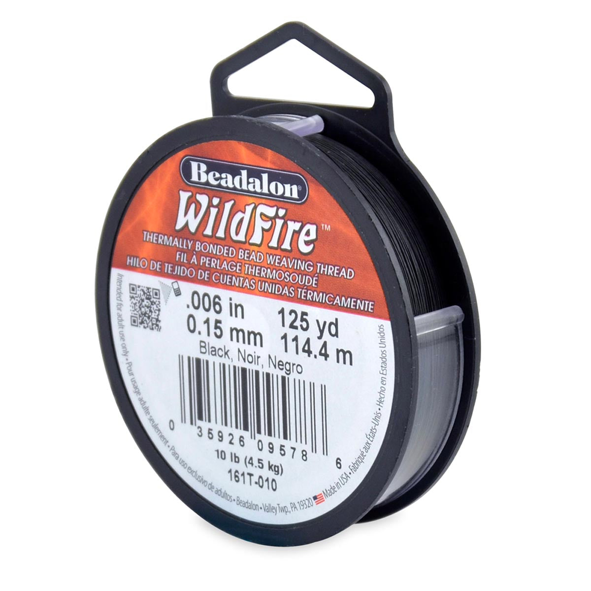 65TN109-125: Wildfire Thread Black 125 Yards Spool .006 10lb - Spool