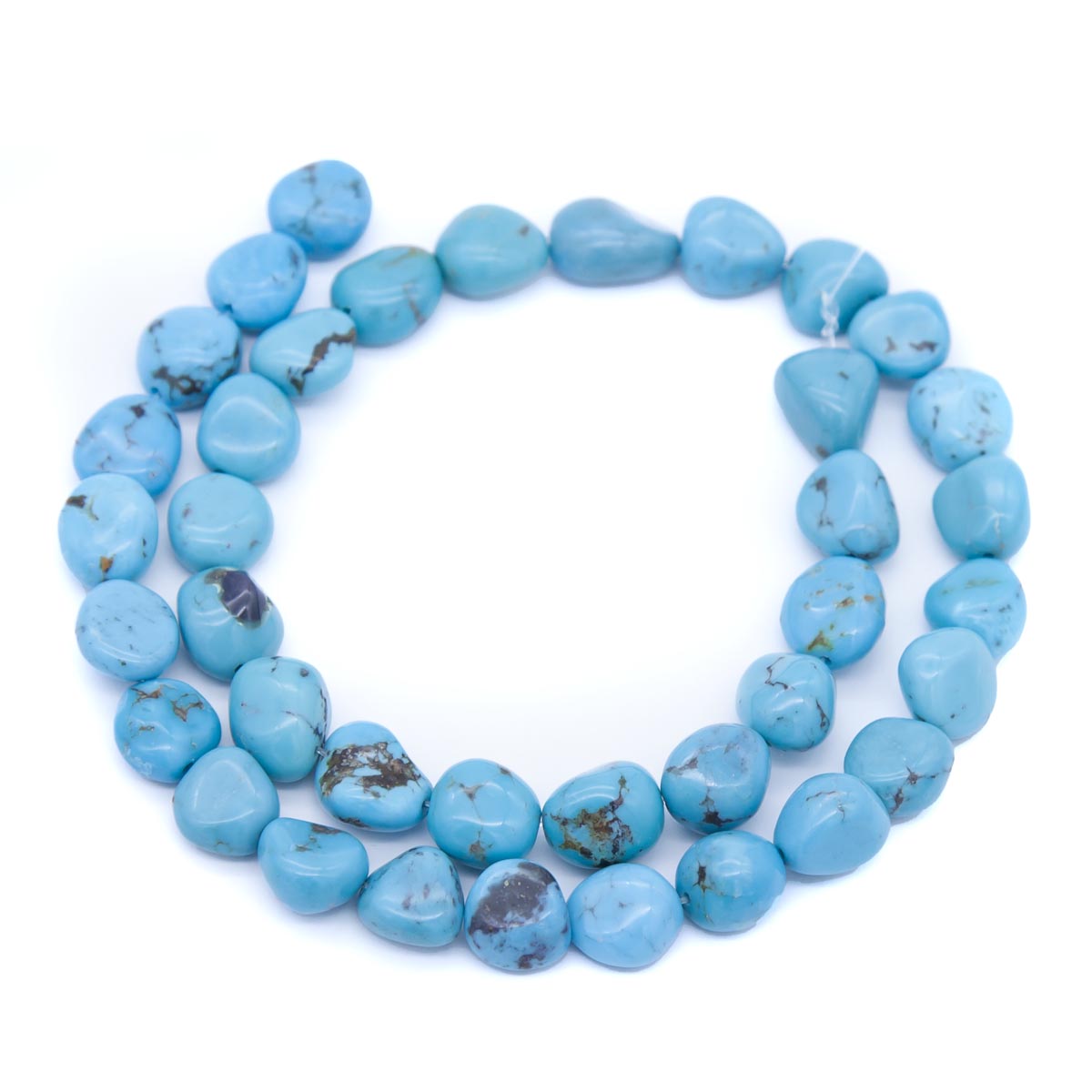 97ST413-NUG1: TURQUOISE NUGGET BLUE 10X12-16MM 16" STRING