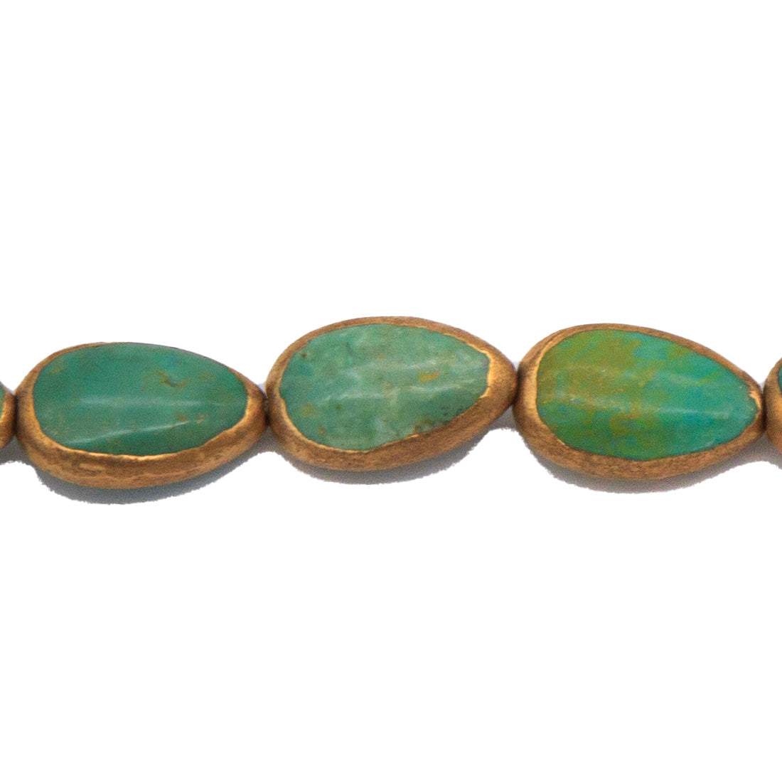 42ST413-CP: Turquoise Green Copper Edge Puff Drop 8x13mm