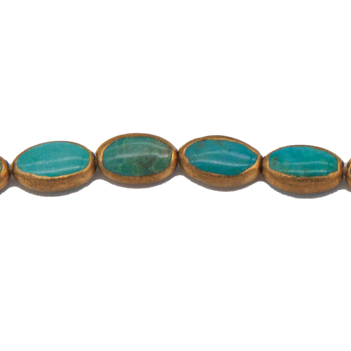 31ST413-CP: Turquoise Green Copper Edge Puff Oval 6x9mm A