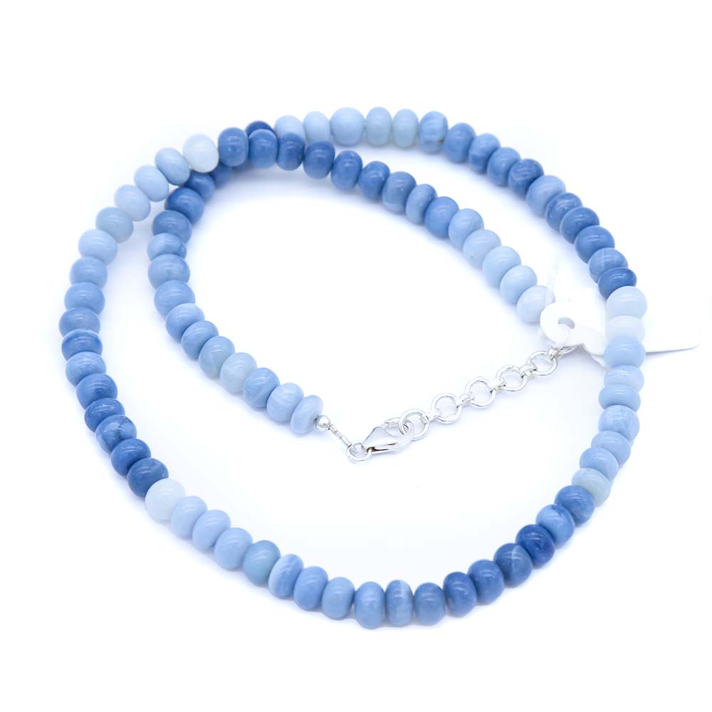 ST460-BLUE: Blue Opal Necklace 7-9mm Rondelle