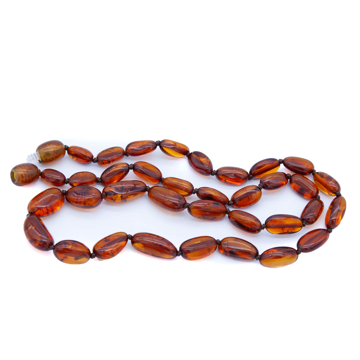 AC901-N1: Amber Knotted Necklace Cognac 18 Inches