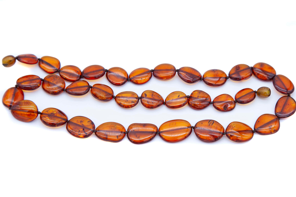 AC901-N2: Amber Knotted Necklace Cognac 21 Inches