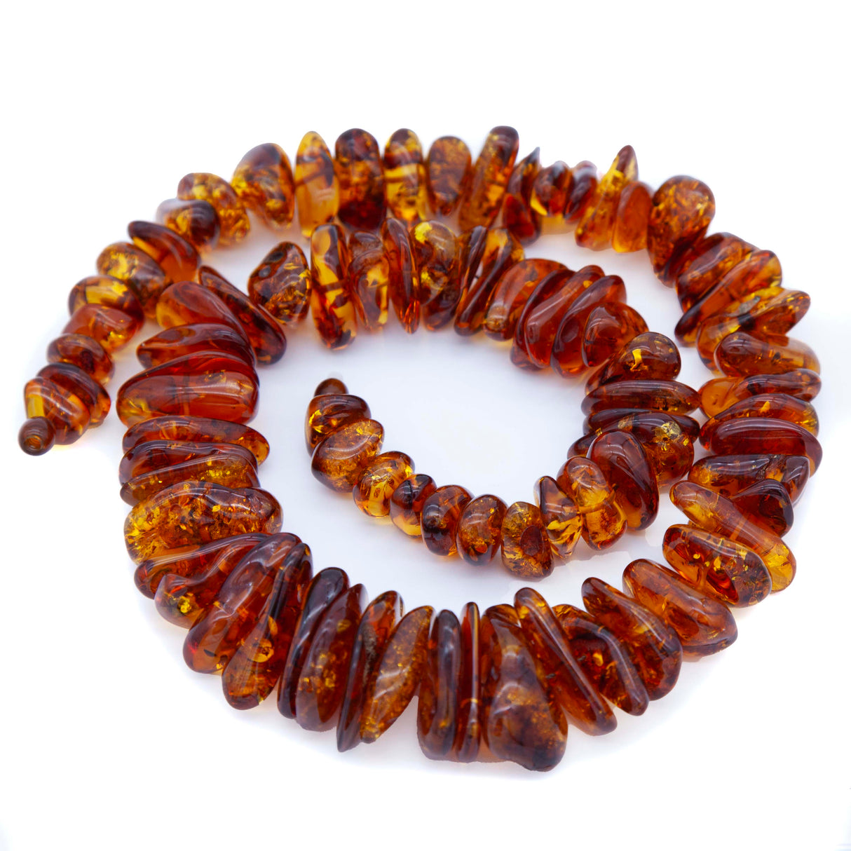 AC901-N4: Amber Lg Chip Necklace Cognac 24 Inches