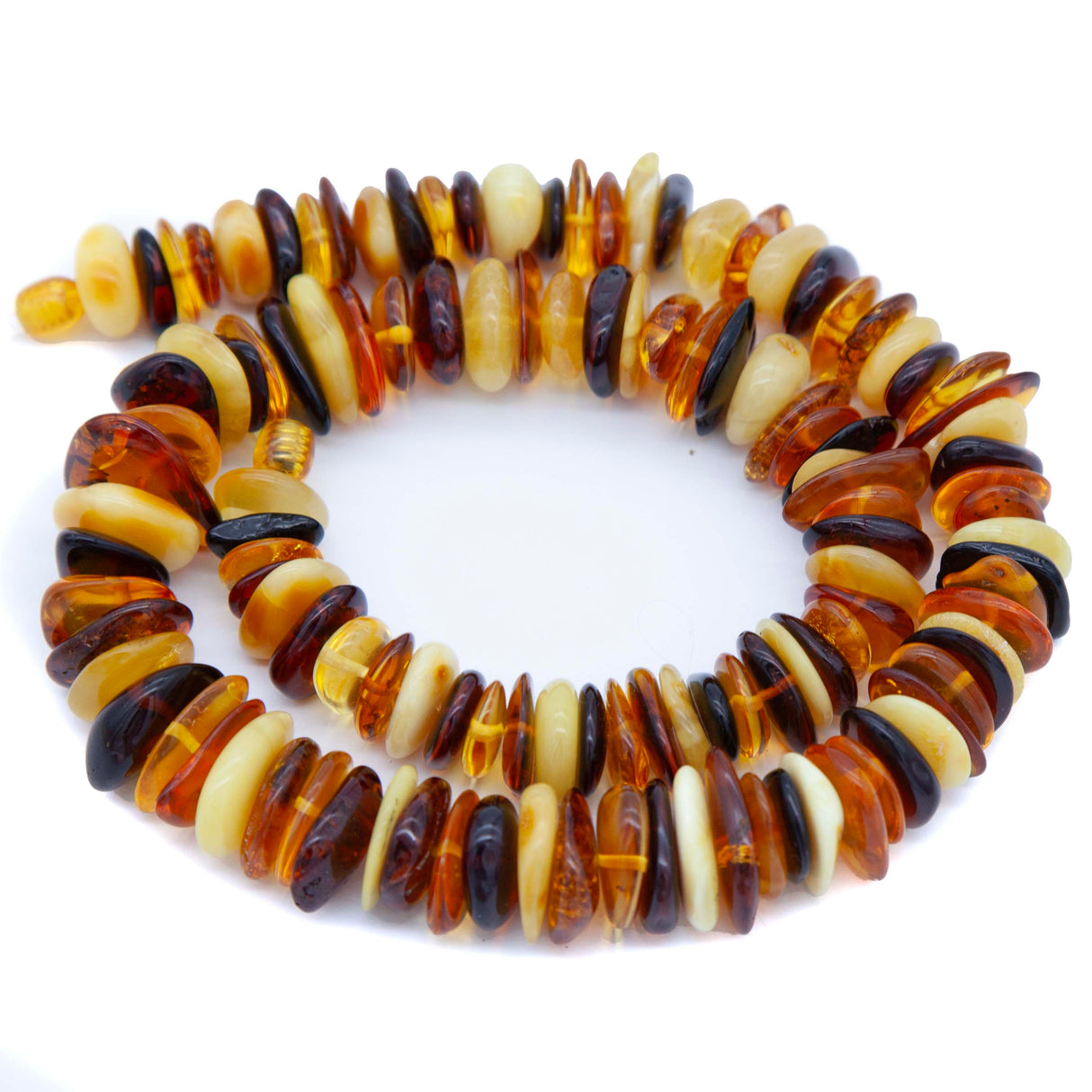 AC902-N2: Amber Disc Chip Necklace Mixed 21 Inches