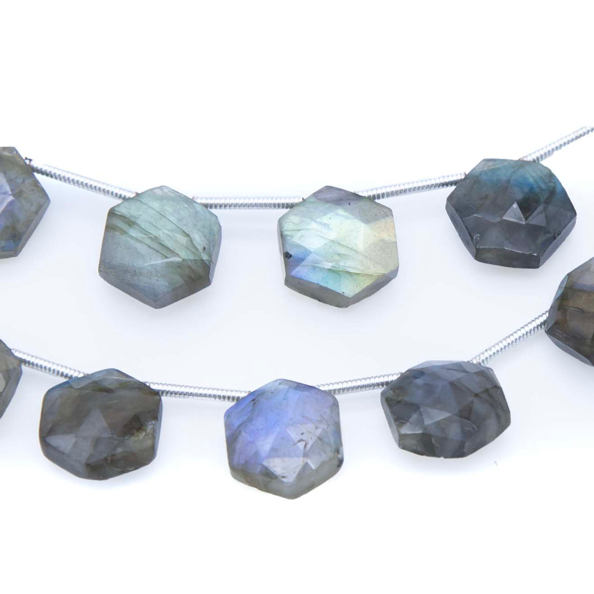 85ST456-HX: Labradorite Hexagon Drop 10mm 10PST