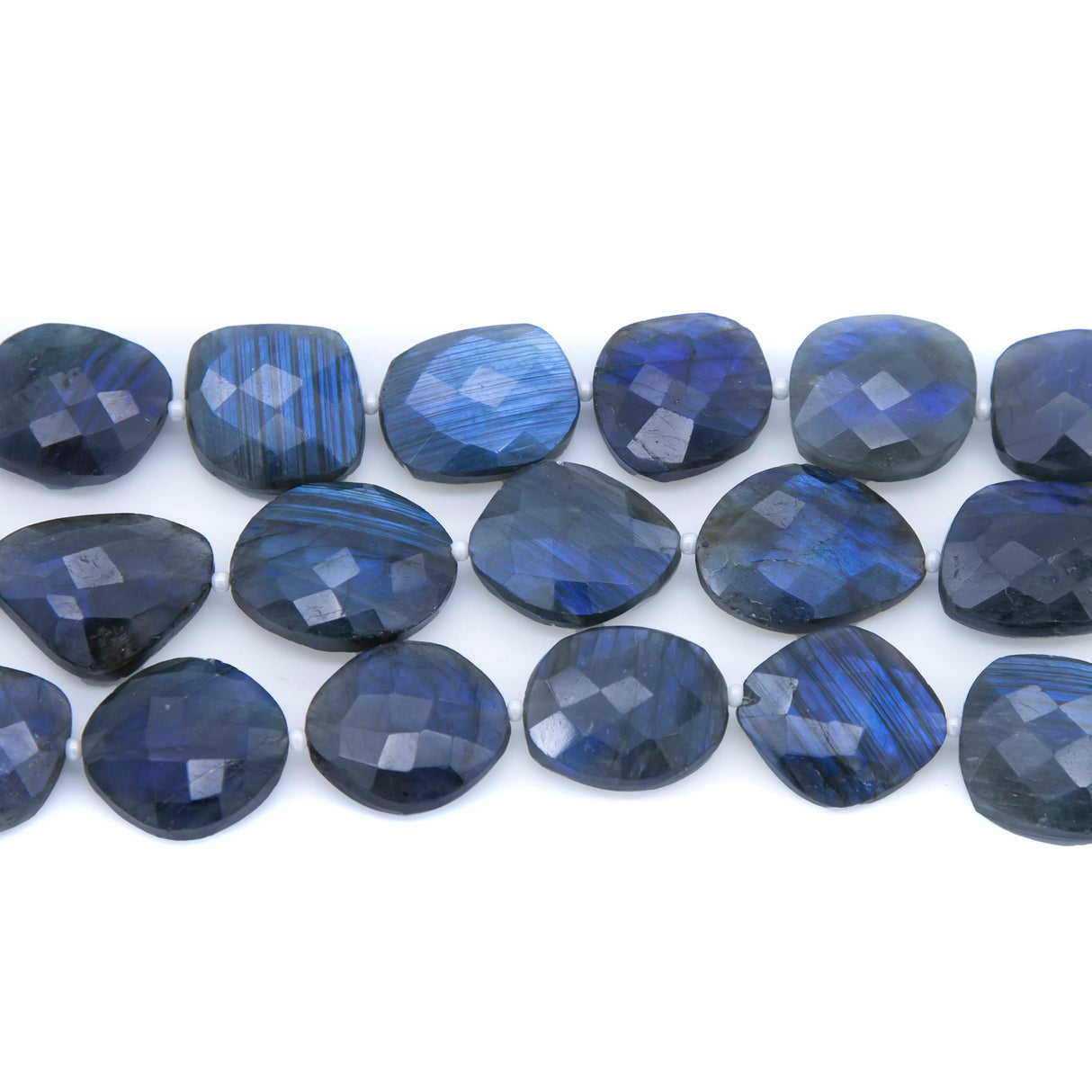 96ST456-CF: Labradorite Checkerboard Facet Freeform Shapes 15-16x16-24mm 159-192CT 8INCH