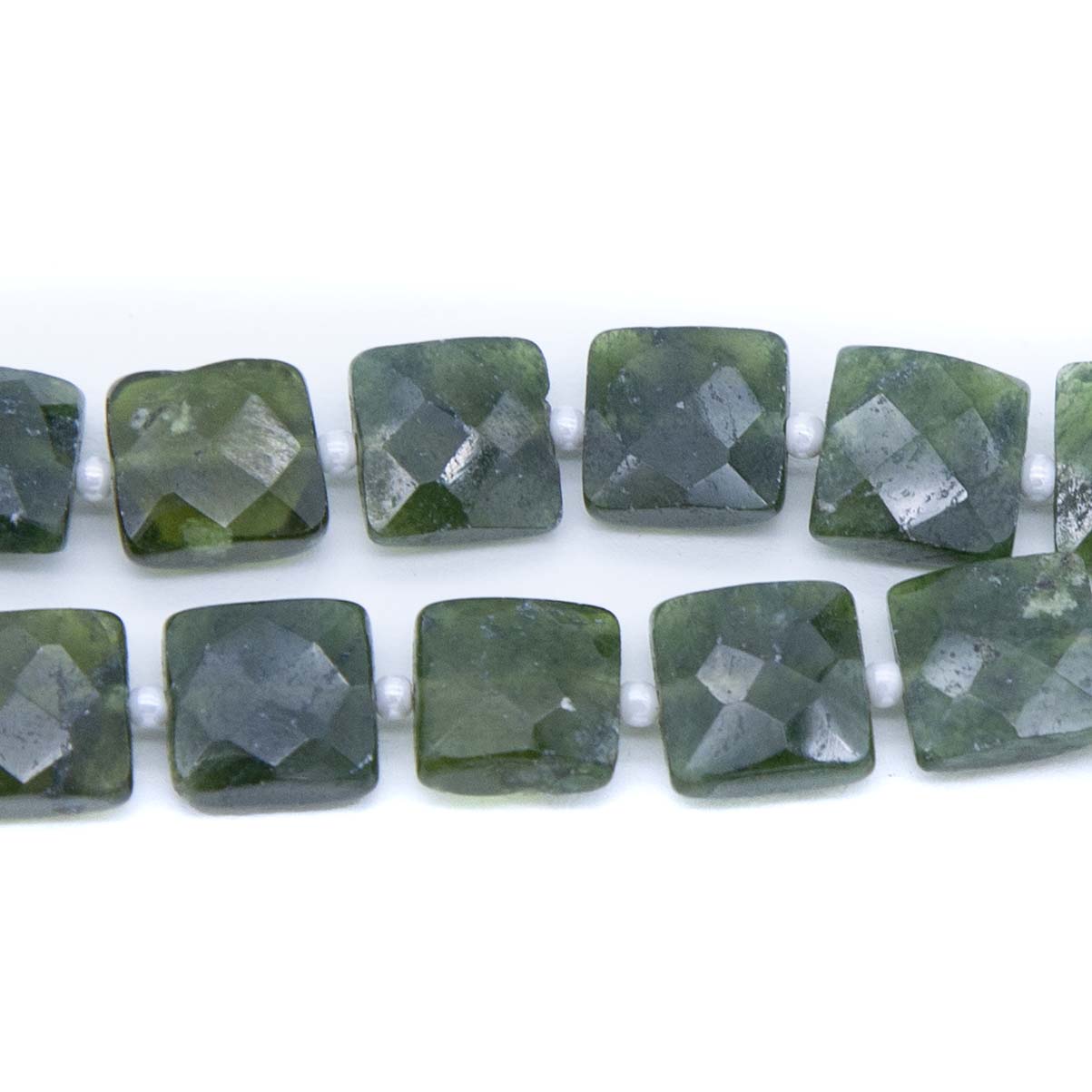 54ST452-FSQ: Moss Agate Faceted Square 9mm - 1 Strand