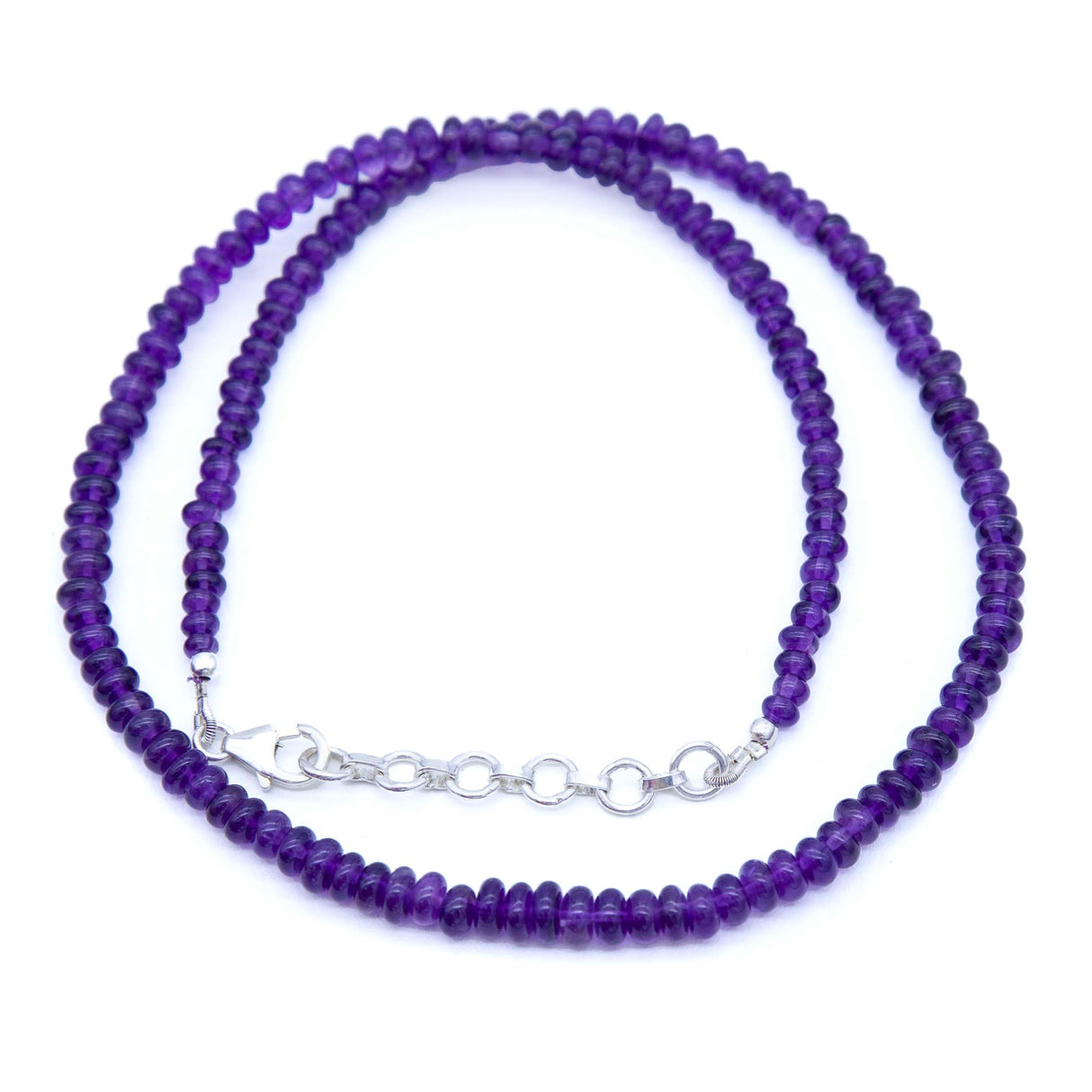 ST414-NECK3: Amethyst "A A" Necklace Smooth Rondelle 3-5mm