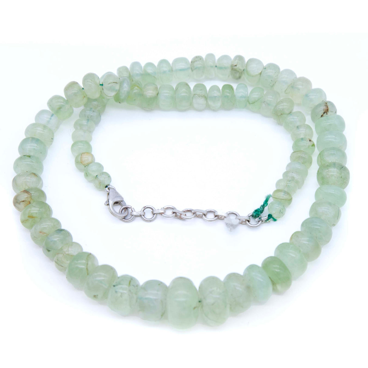 ST650-NECK15: Prehnite Necklace Graduated Rondelle 5-15mm