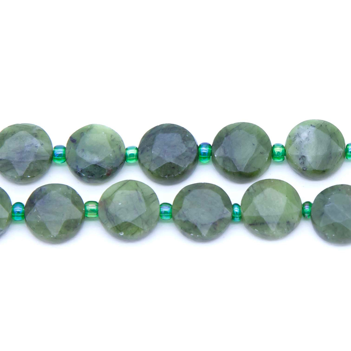 10ST406-CF: Jade Hex Faceted Coin 10mm