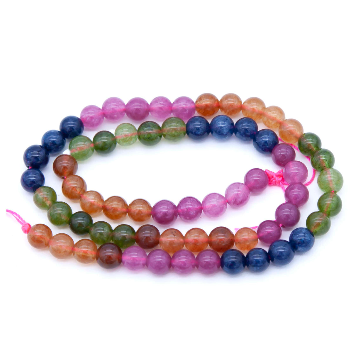 6ST525-RB: Dyed Rainbow Jade Stone Rounds 6mm