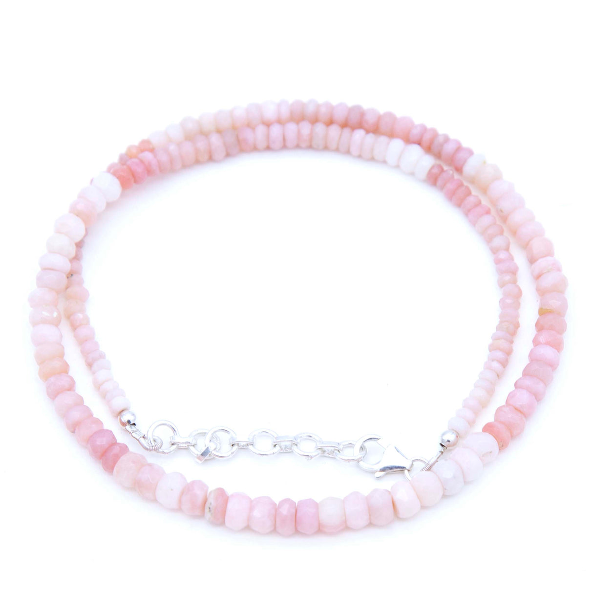 ST460-PFCNECK: Necklace Pink Opal FC Rondelle 3.5-6mm Sterling Silver