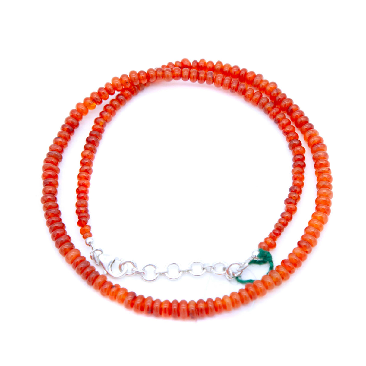 ST428-NECK: Necklace Carnelian Smooth Rondelle 3.5-5.5mm Sterling Silver