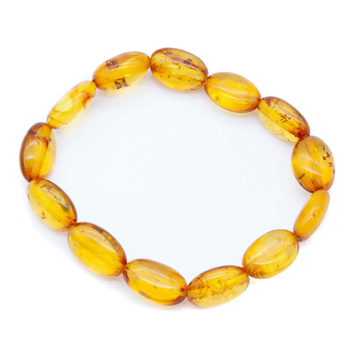 1AC925-B3: Amber Stretch Bracelet Ov Nuggets Lt Honey