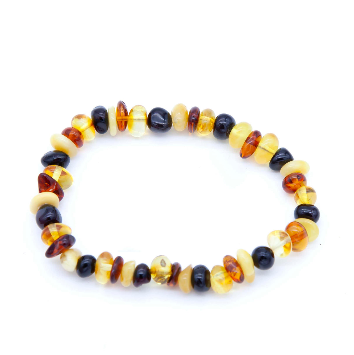 1AC925-B8: Amber Stretch Bracelet Chip Nuggets Mixed