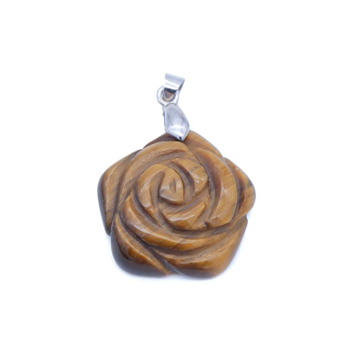 ST26-23: Carved Tiger Eye Flower 22mm