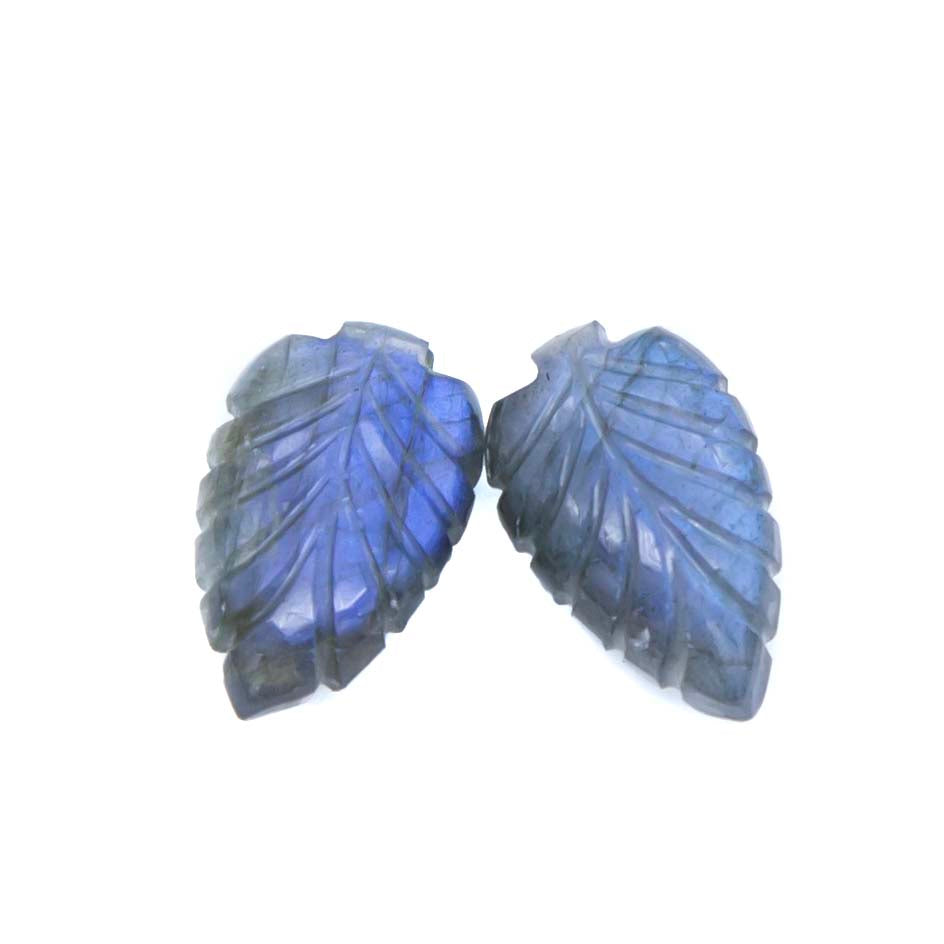 55ST456-LEAF: Labradorite Hand-Carved Leaf 14-17mm AVG 2PPK