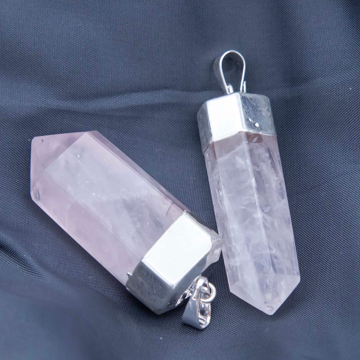 ST26-33: Brazil Rose Quartz Tower Silver Plated 35-45mm