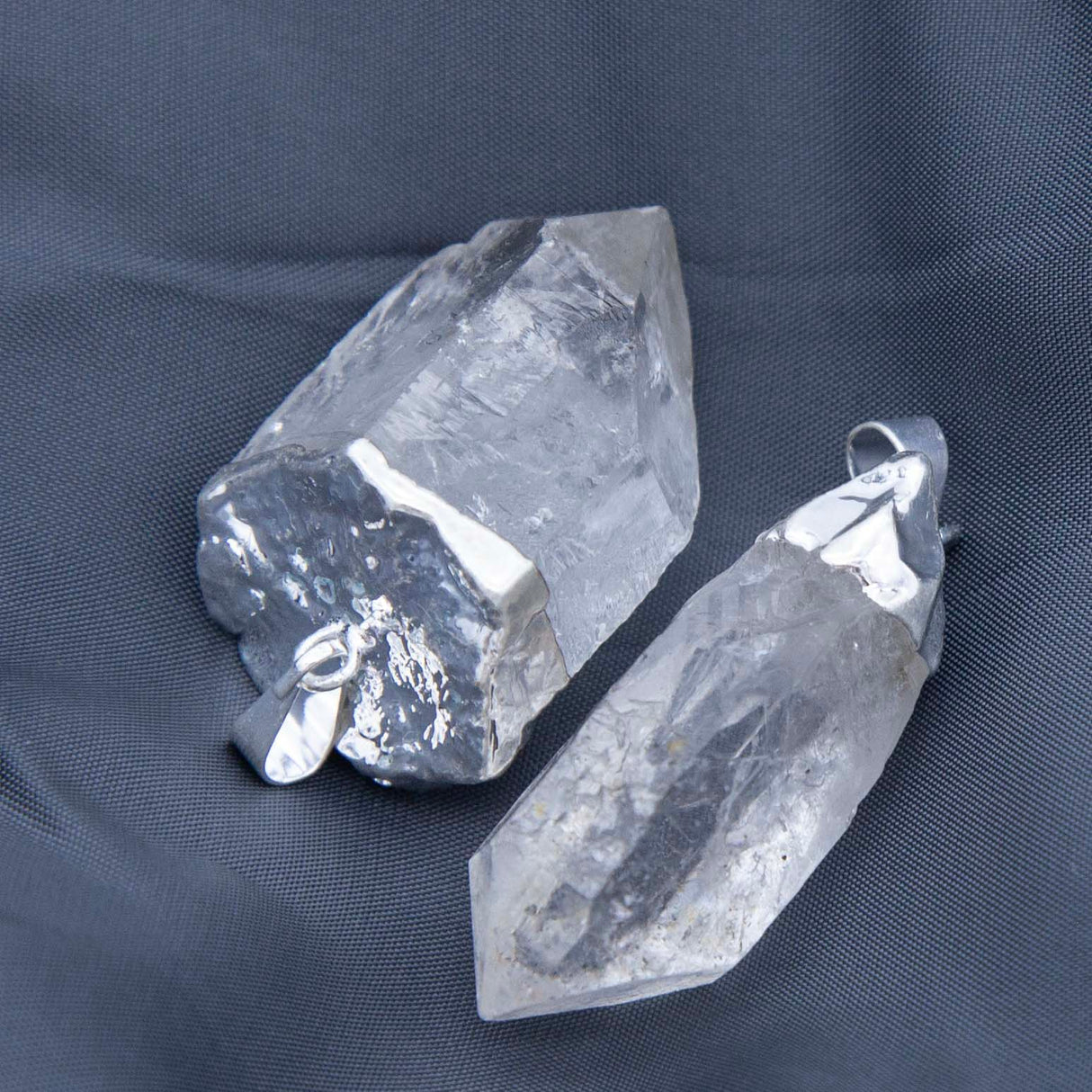 ST26-27: Brazil Quartz Point  Silver Plated Bail 30-35mm