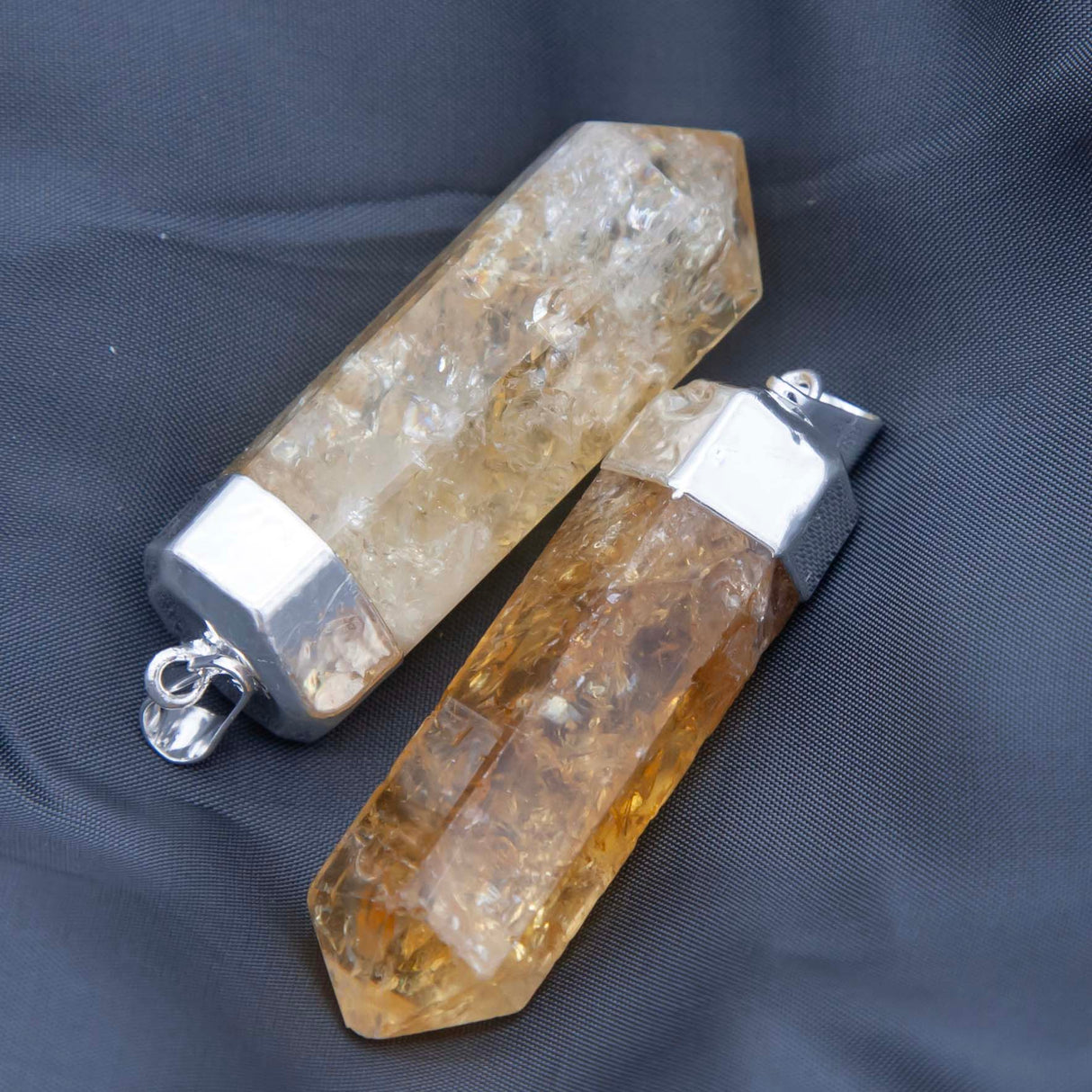 ST26-34: Brazil Citrine Tower Silver Plated 35-45mm