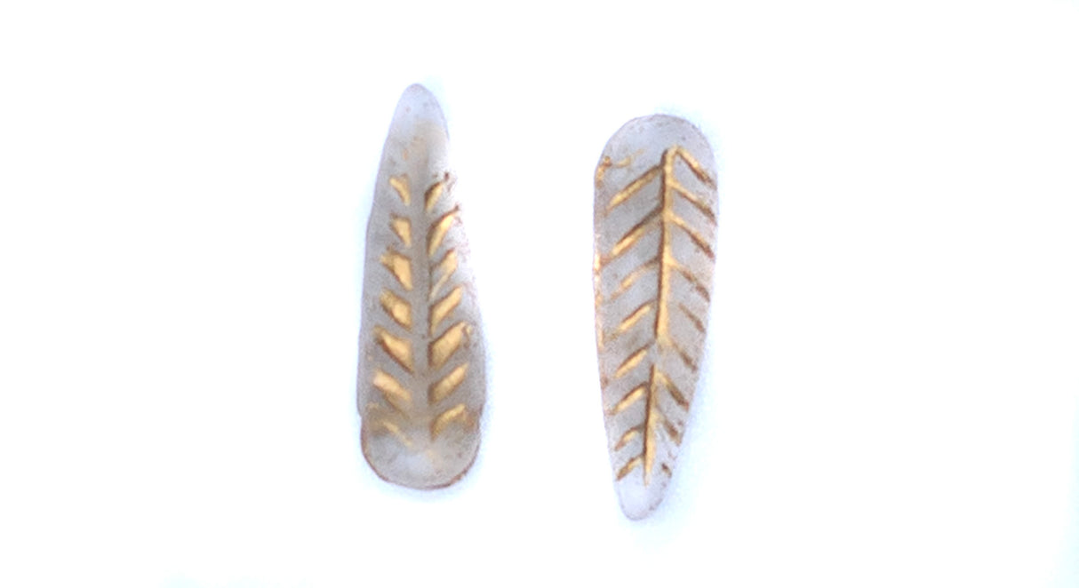 11FR212-GM: Czech Feather Crystal with Gold Matte 5x17mm