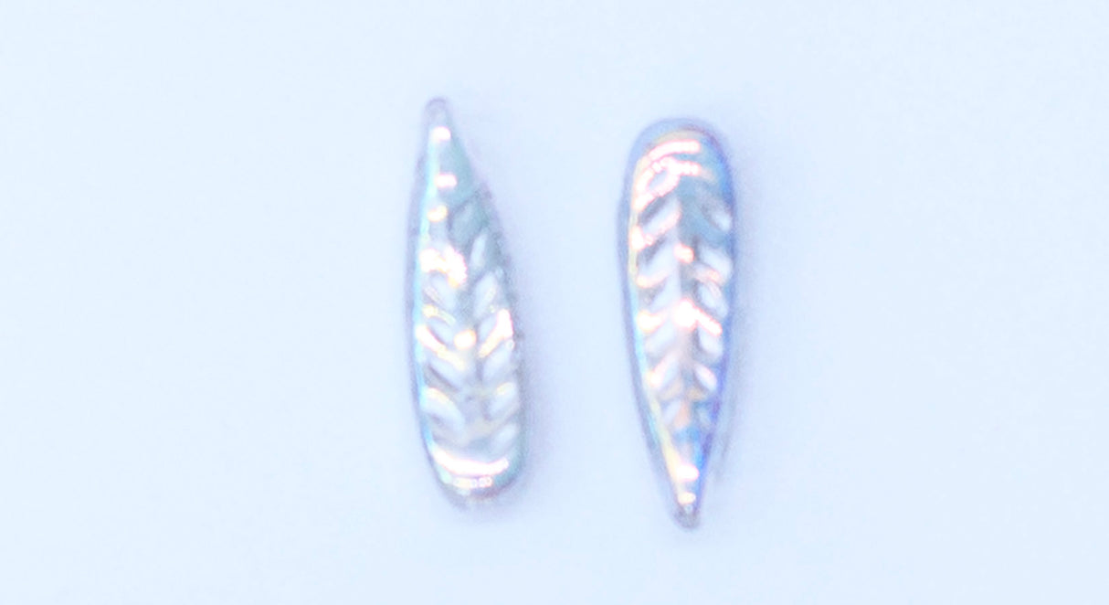 11FR512-SI: Czech Feather Crystal AB with Silver 5x17mm