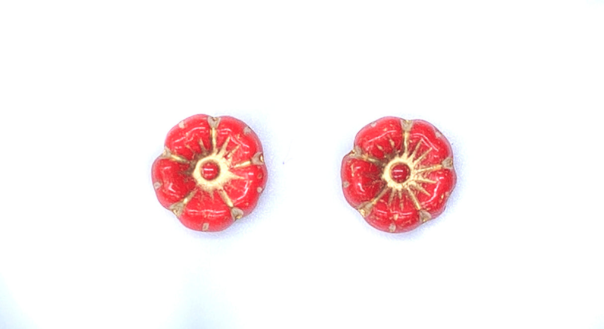 9FL144-GI: Czech Flower Red With Gold Inlay 9mm