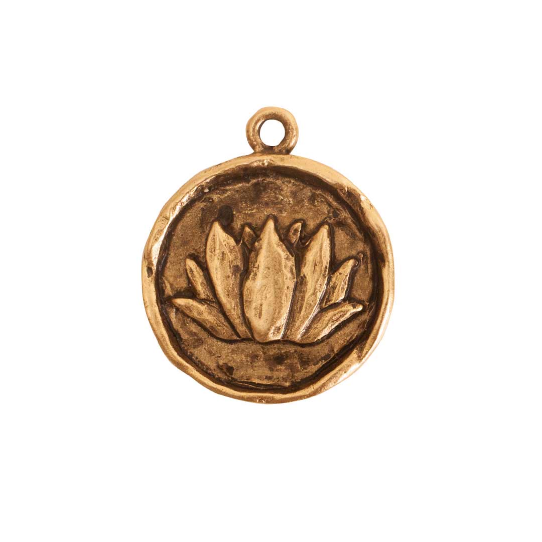 NDCSRL-GB: Nunn Charm Lotus 20mm Ant Gold