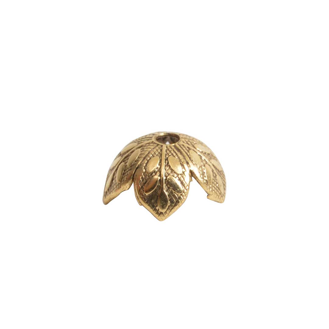 NDBC8ED-GB: Nunn BeadCap 8mm Etched Daisy Ant Gold