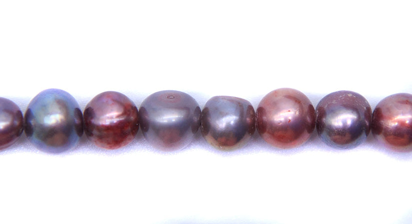 FP095-NG12: Freshwater Pearl Nugget Lt Steel AB 6-8mm