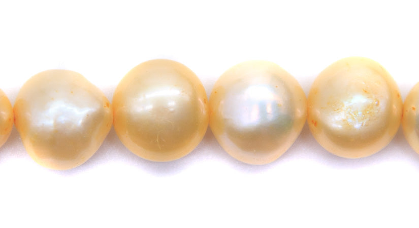 FP095-CN06: Freshwater Pearl Puff Coin Lt Yellow 9-10mm