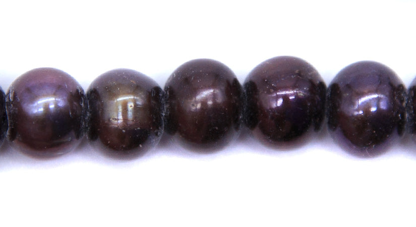 FP095-LH32: Freshwater Pearl Dk Chocolate AB 9-10mm 2.5mm Hole