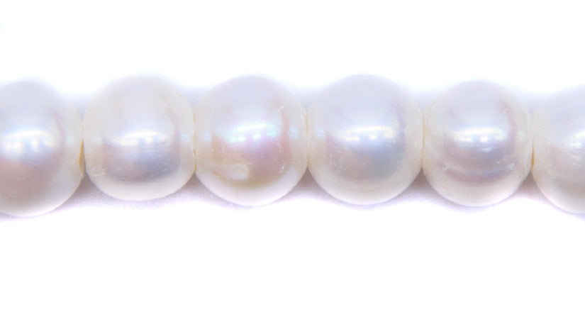 FP095-LH30: Freshwater Pearl White Round 8-9mm 25Pc Avg 2.5mm Hole