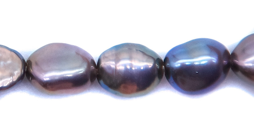 FP095-NG08: Freshwater Pearl Nugget Ov Steel AB 7-8mm