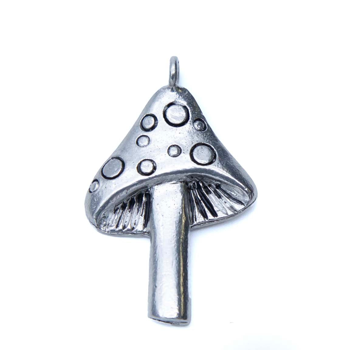 PW691-AP: Pewter Mushroom Charm Ant Pewter 31mm