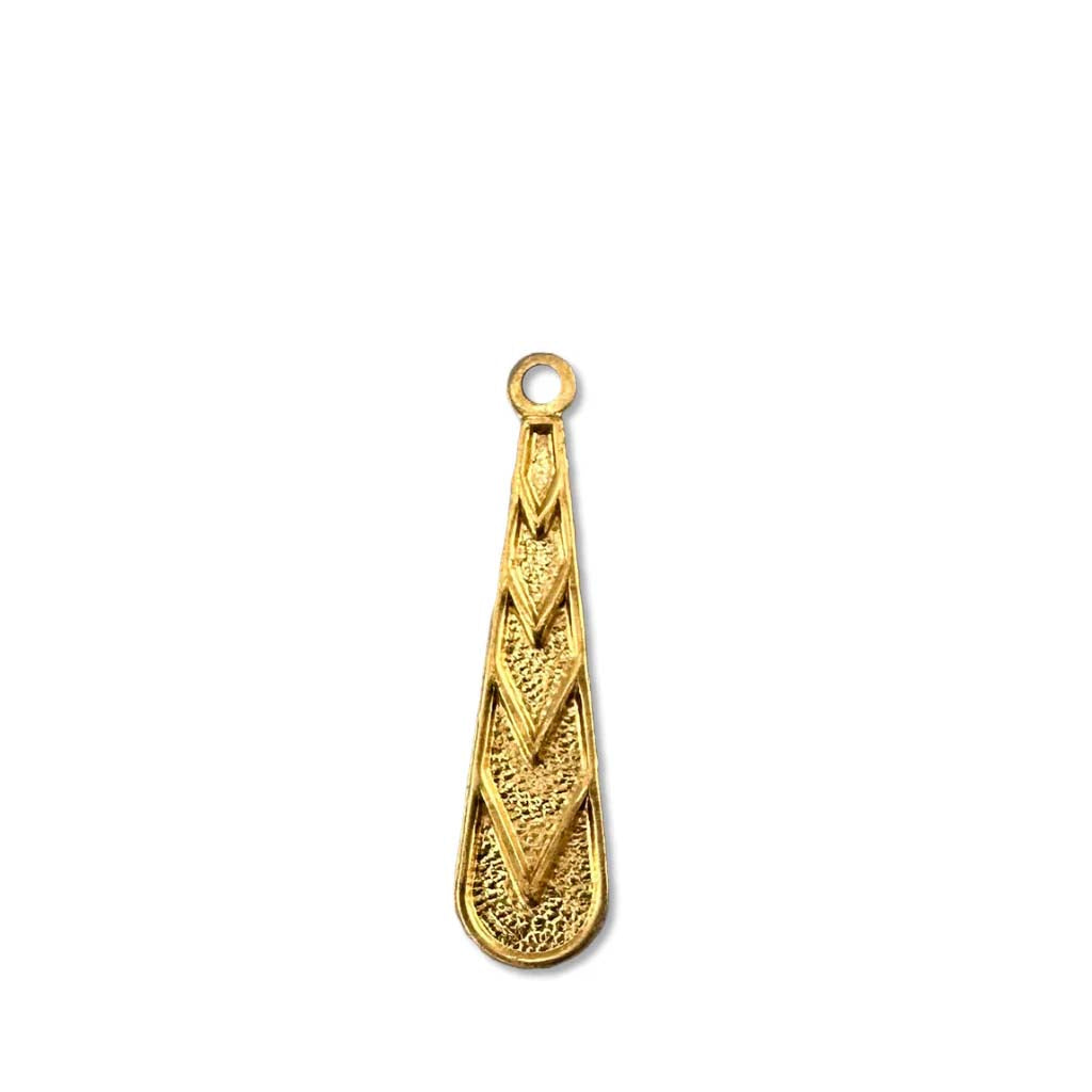 VV452: Vintaj Chevron Drop Solid Brass 18x26mm