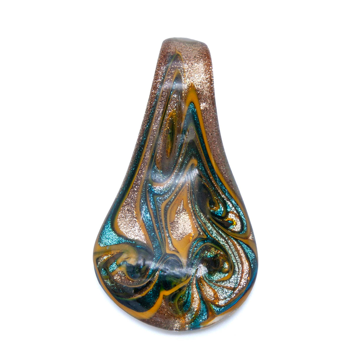 FV795-1: Gold Fleck Lampwork Pendant Flower 33x86mm