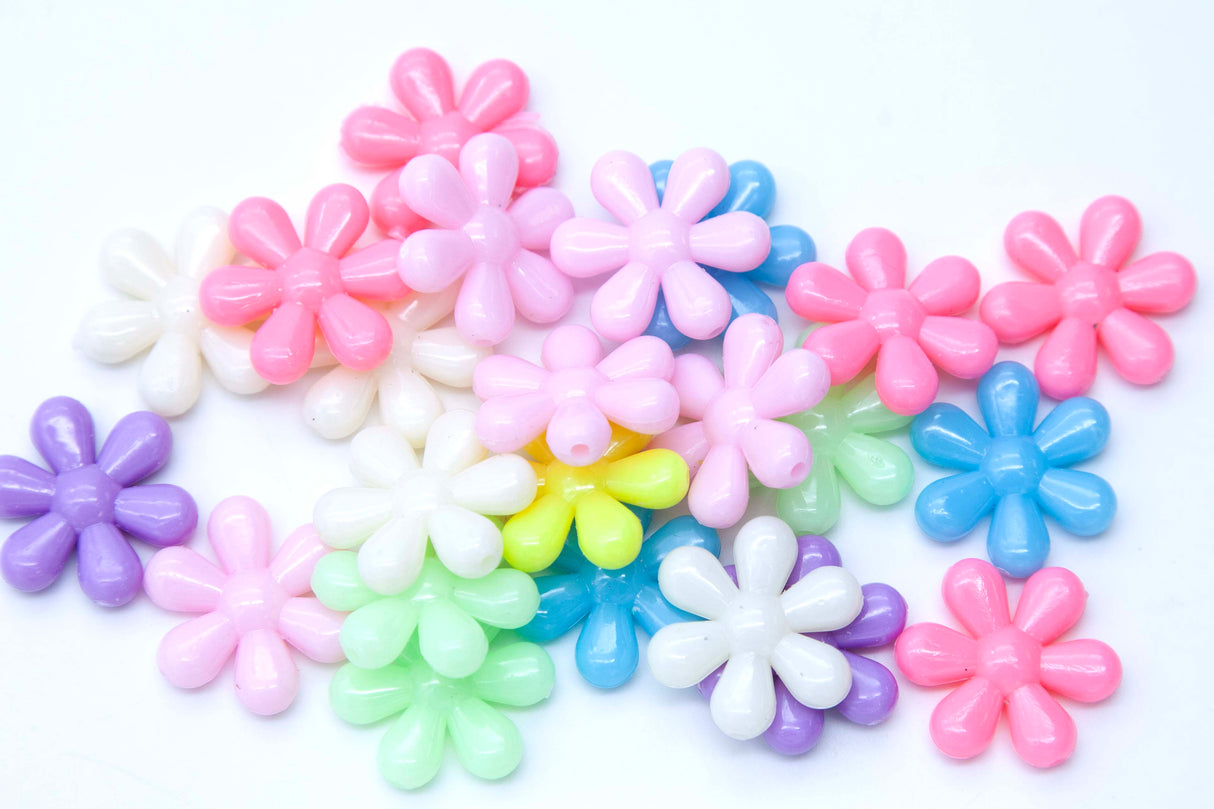 PL205-FL: Acrylic Flower Bead Mix 20mm 24-25pcs