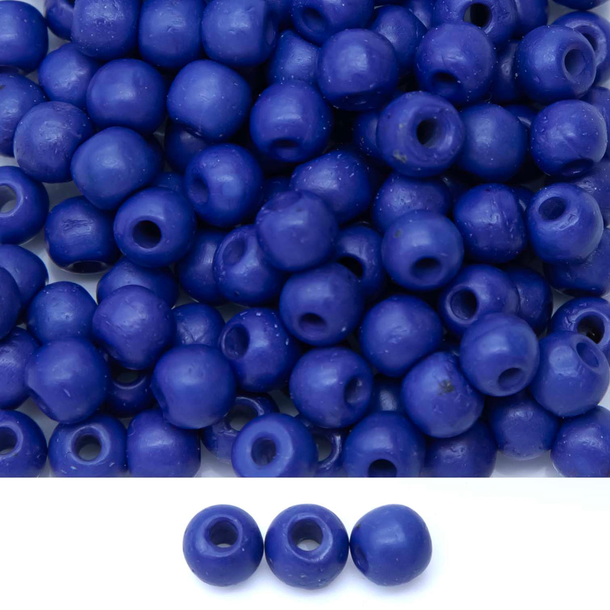 6BN174: Bone Smooth Round Blue 6mm Average 125 Pieces