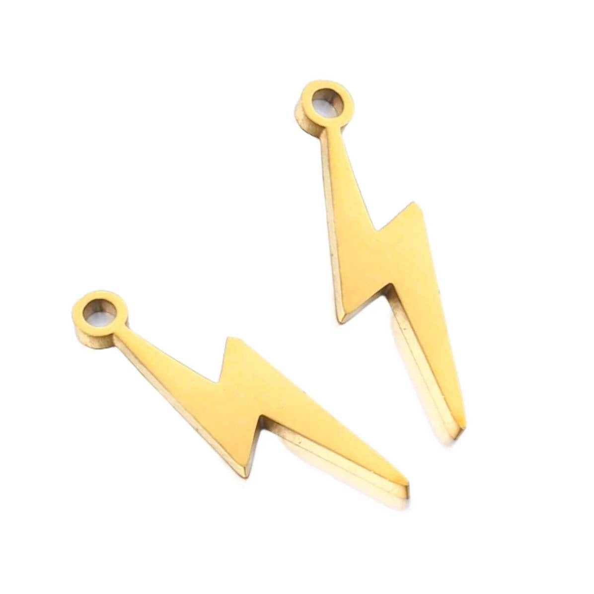 SNC3-SNG: Stainless Steel Lightening Bolt Charm Waterproof Gold Plate