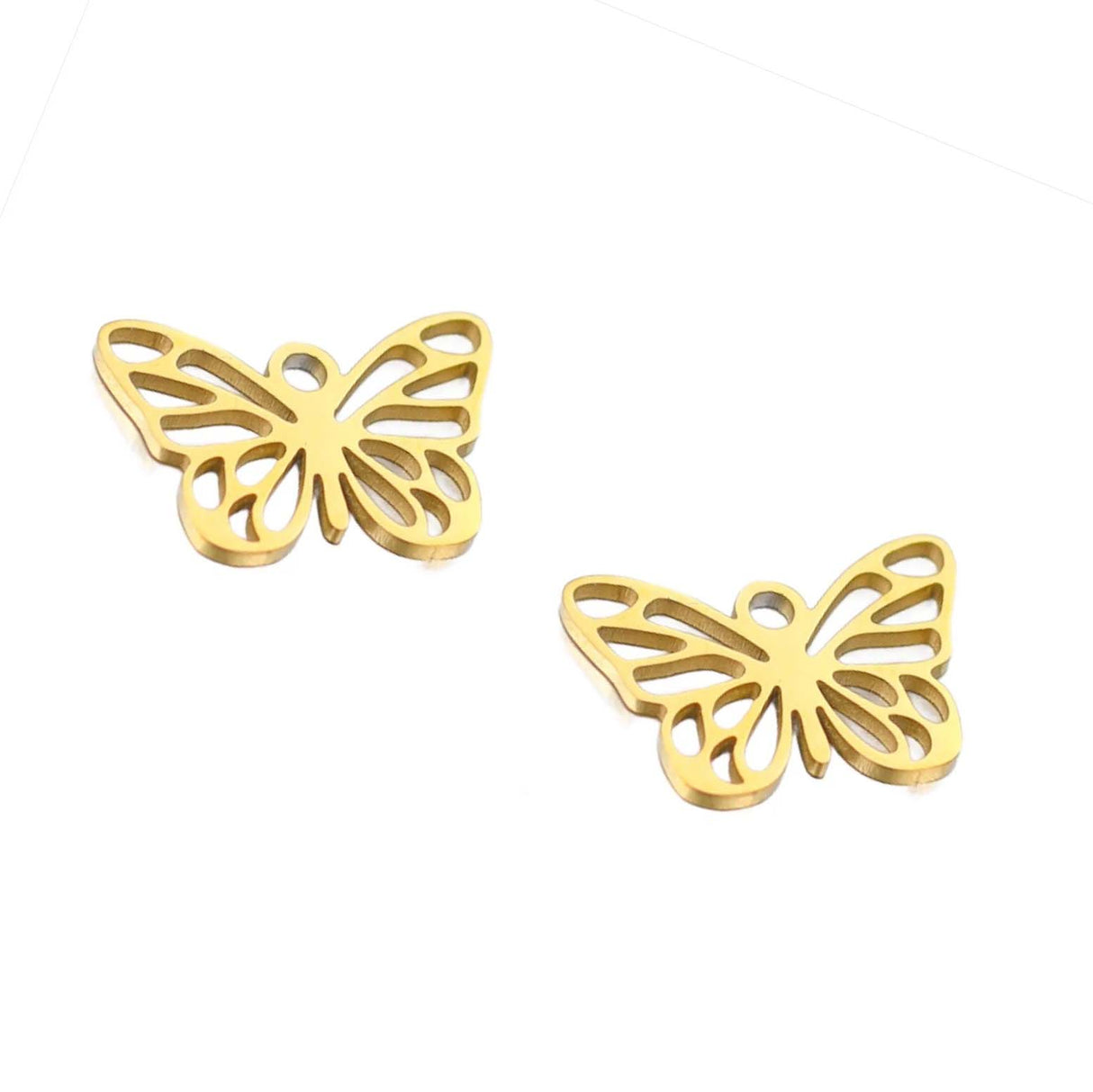 SNC7-SNG: Stainless Steel Filigree Butterfly Charm Waterproof Gold