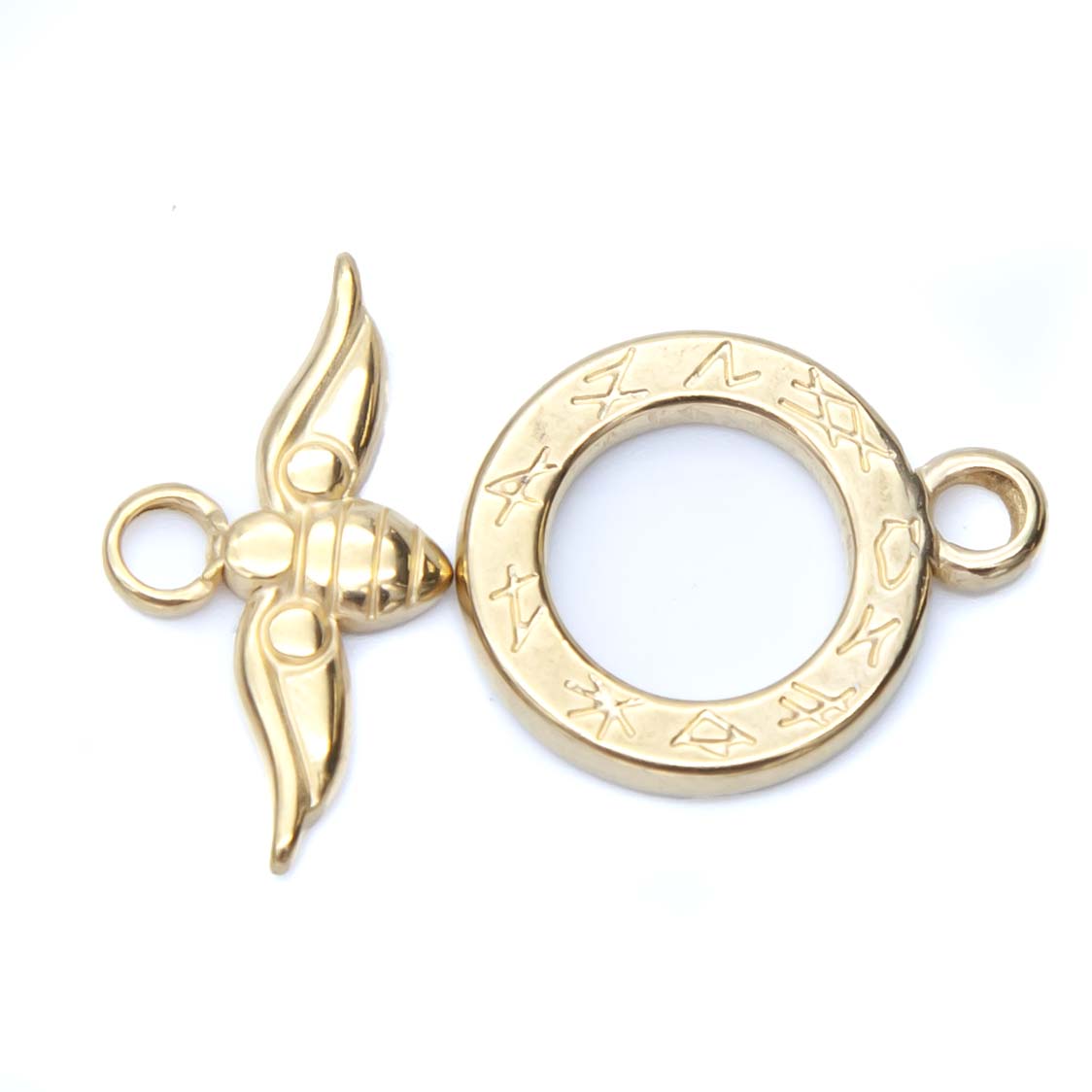 2FI156-SNG: Bee Toggle Clasp Waterproof Gold Plated Steel - 1 Set