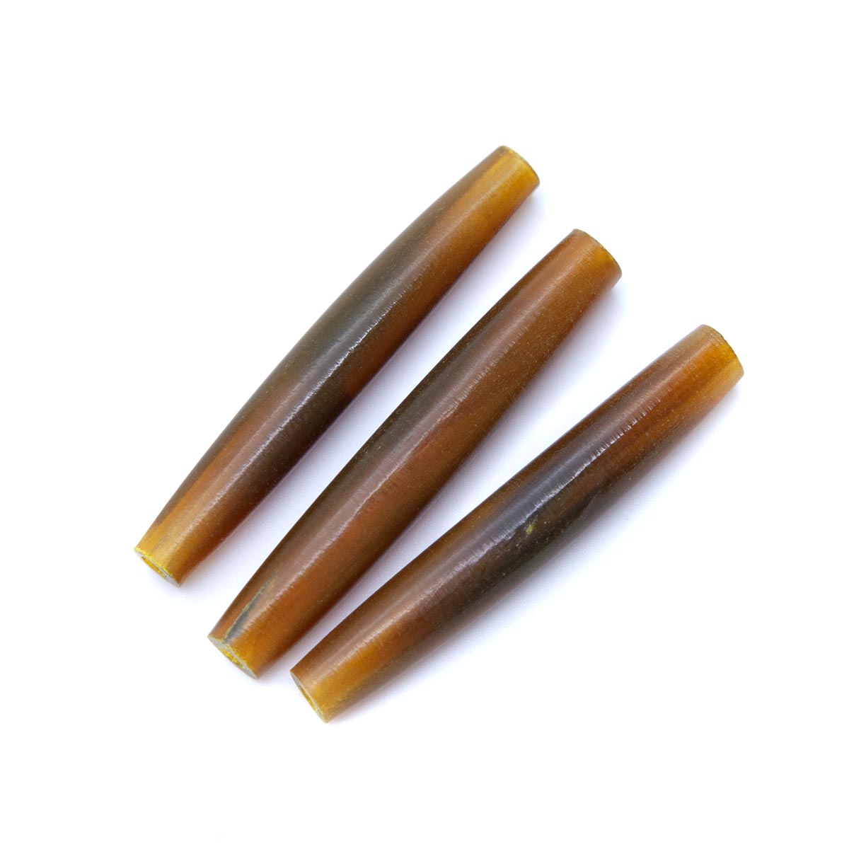 48IP255-E: Horn Hair Pipe Amber 2 Inch Economy 25 Pc