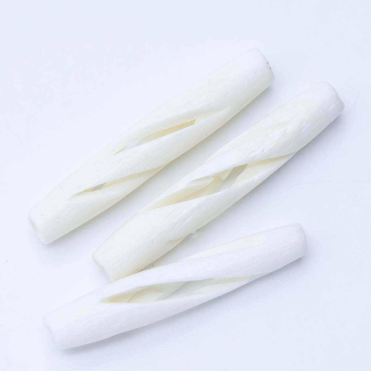 BN270-WE: Bone Carved Tube White 8x38mm Economy  25 Pieces