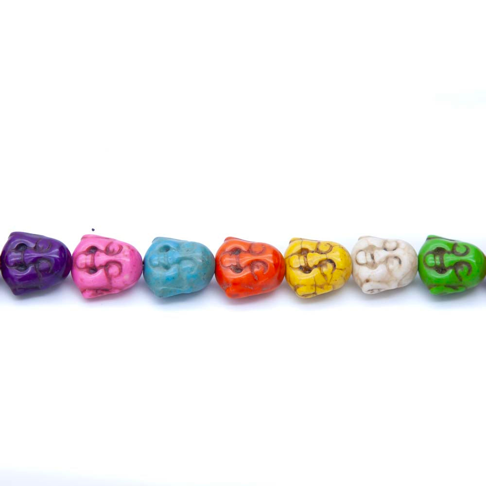 ST612-HF: Magnesite Happy Buddha Face Beads Mix 15mm 15.5"