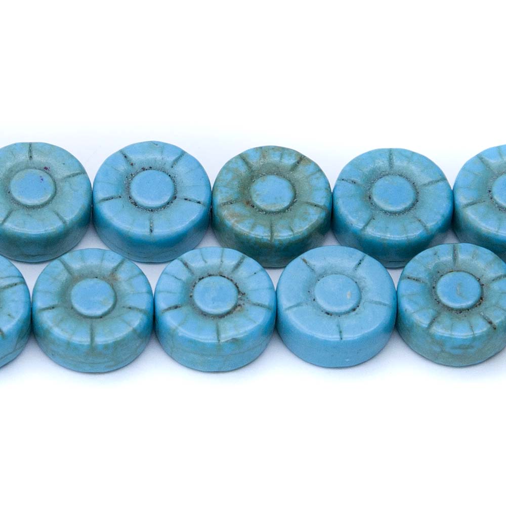 12ST612-BS: Blue Magnesite Sunflower 12mm 15.5"