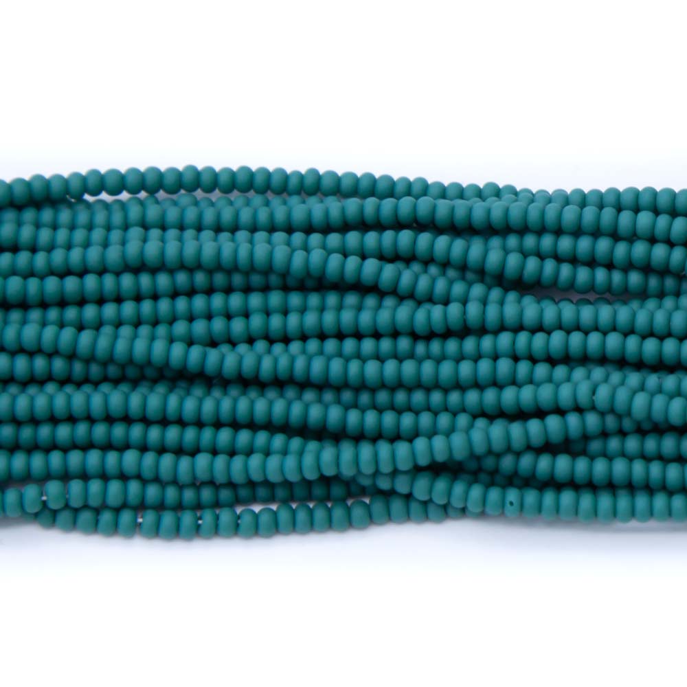 10SB186-MR: Cz Seed Bead Dark Green Matte 10/0 1 Hank