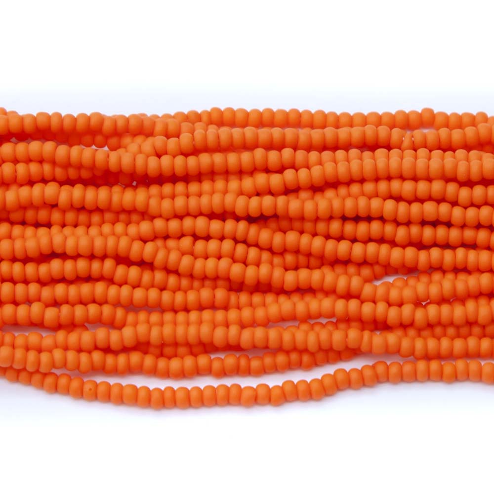 10SB134-MR: Cz Seed Bead Orange Matte 10/0 1 Hank